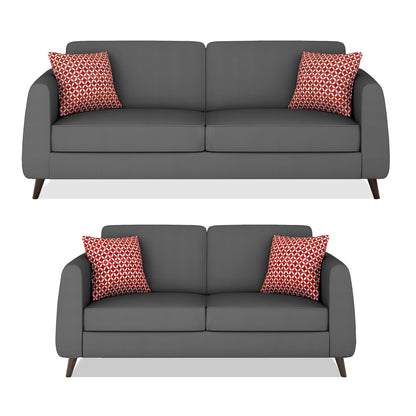Adorn India Harlem 5 Seater 3+2 Fabric Sofa Set (Grey) (3 Year Warranty)