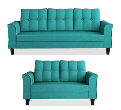 Adorn India Maddox Tufted 5 Seater 3+2 Sofa Set (Aqua Blue) (3 Year Warranty)