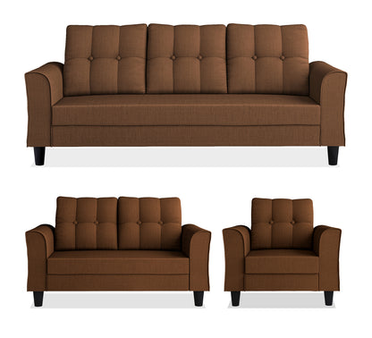 Adorn India Maddox Tufted 3+2+1 6 Seater Sofa Set (Brown) (3 Year Warranty)