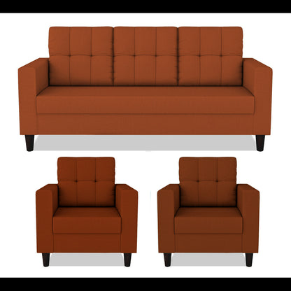 Adorn India Darcy 3+1+1 5 Seater Sofa Set (Rust) (3 Year Warranty)