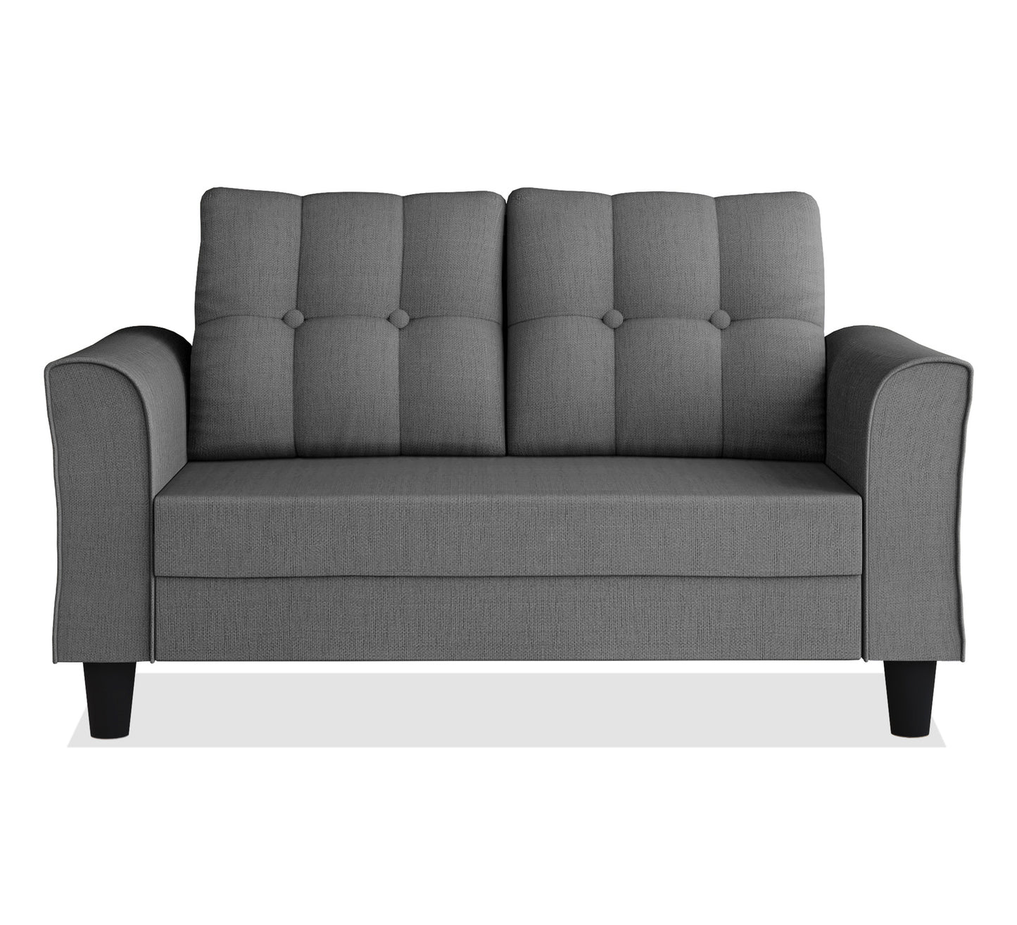 Adorn India Maddox Tufted 2 Seater Sofa (Grey) (3 Year Warranty)