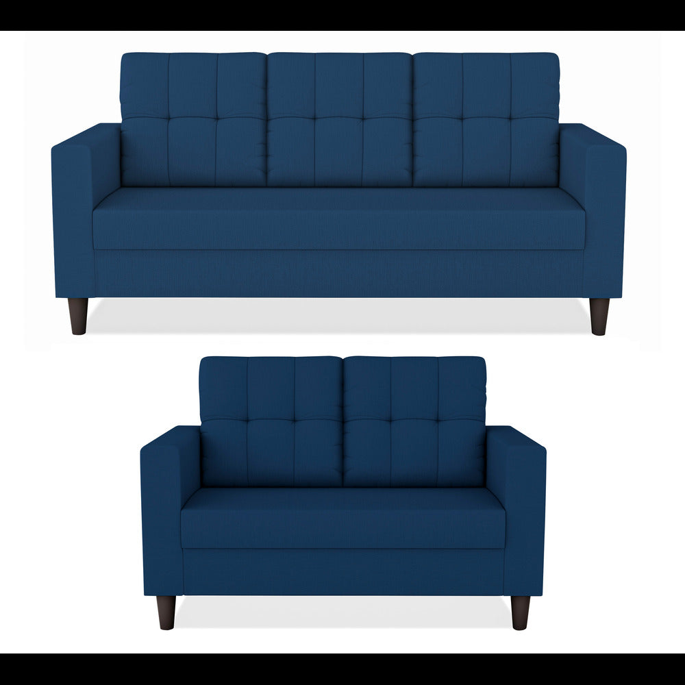 Adorn India Darcy 3+2 5 Seater Sofa Set (Blue) (3 Year Warranty)
