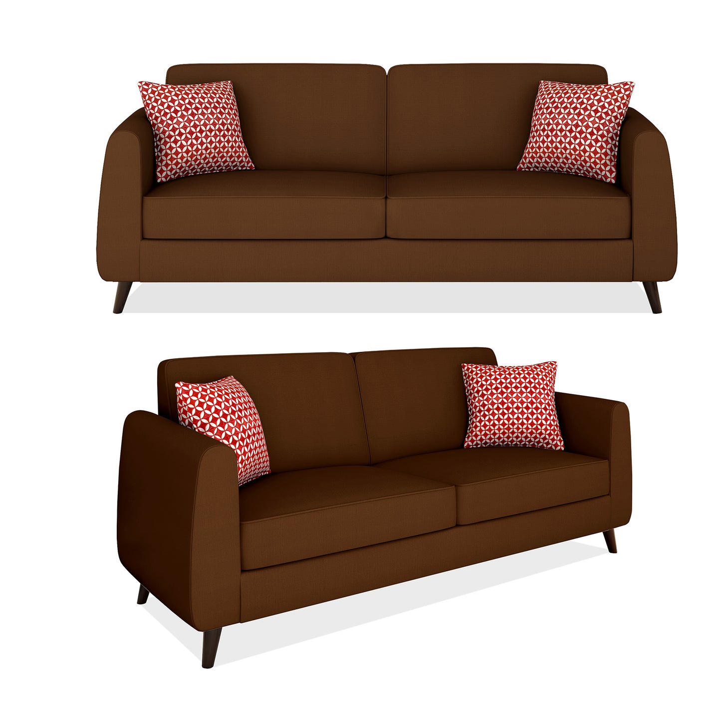 Adorn India Harlem 6 Seater 3+2+1 Fabric Sofa Set (Brown) (3 Year Warranty)