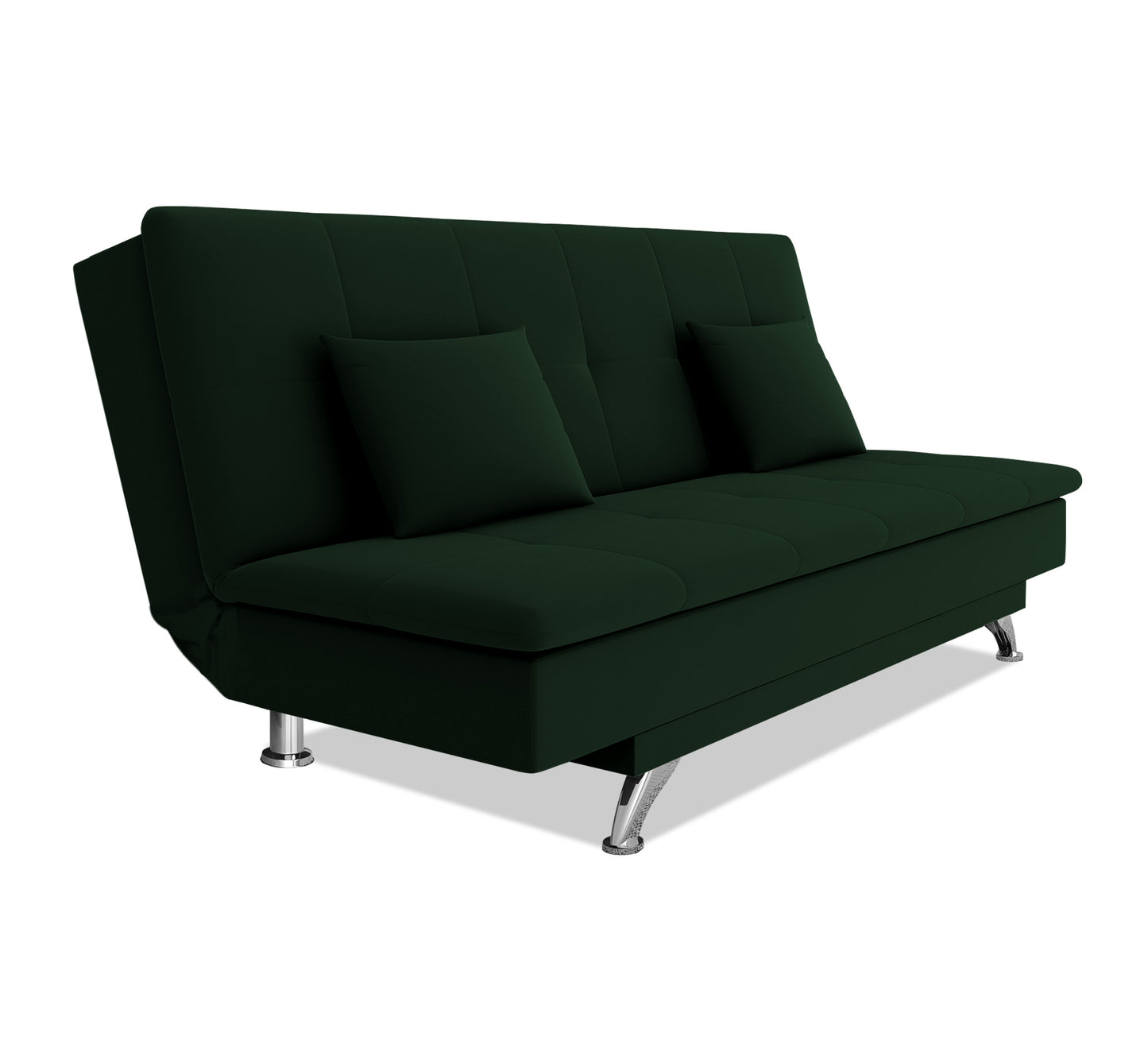 Adorn India Premium New Aspen 3 Seater Sofa Cum Bed 4X6 Velvet Suede with 2 Cushions (Color Green) and Suitable for All Indoor, with 3 Years Warranty
