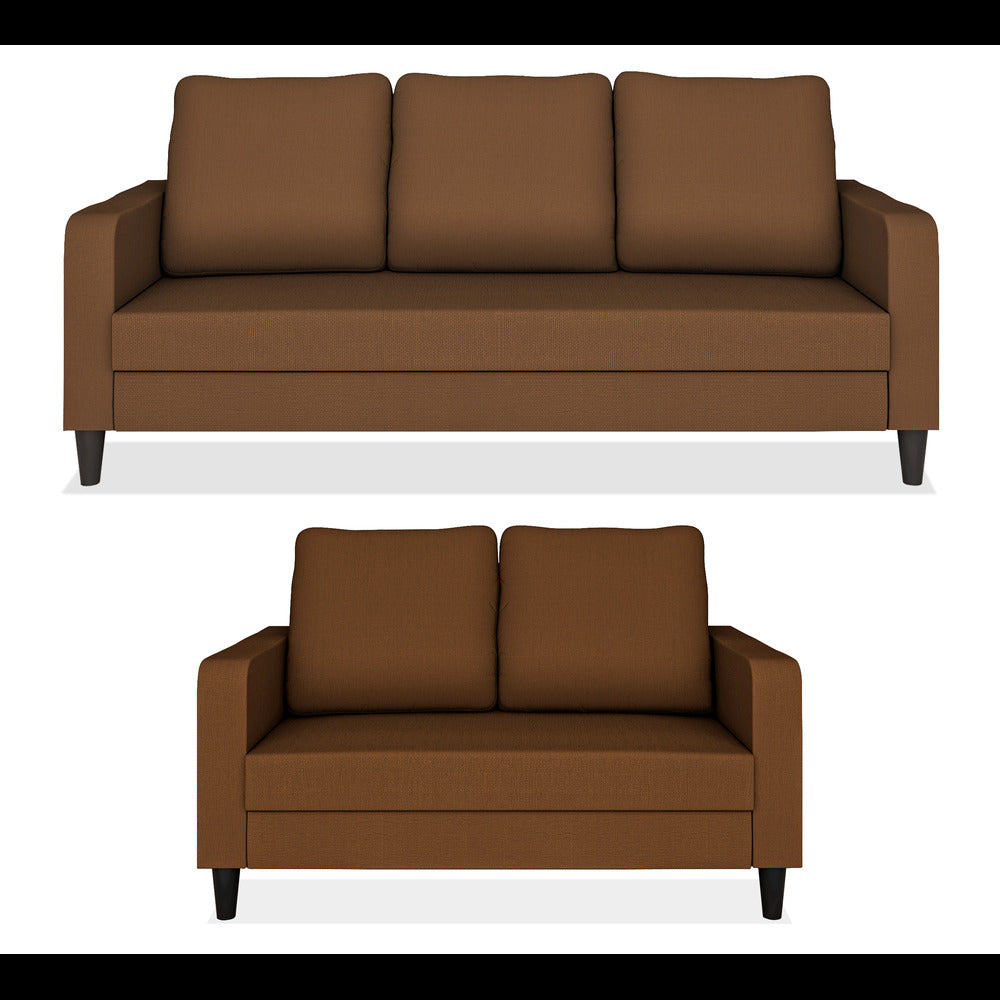 Adorn India Chandler Decent 3+2 5 Seater Sofa Set (Brown) (3 Year Warranty)