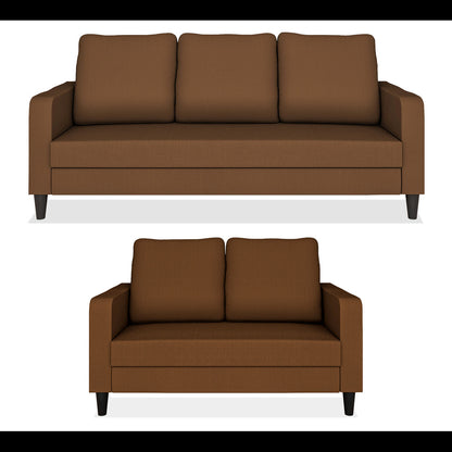 Adorn India Chandler Decent 3+2 5 Seater Sofa Set (Brown) (3 Year Warranty)
