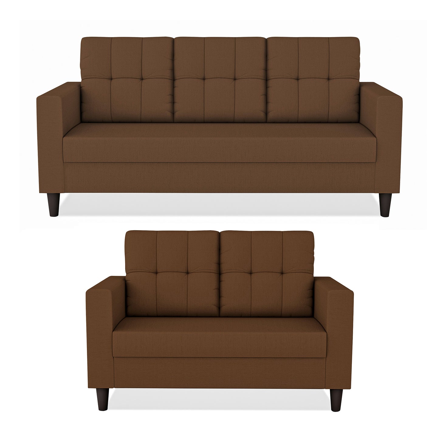Adorn India Darcy 3+2 5 Seater Sofa Set (Beige) (3 Year Warranty)