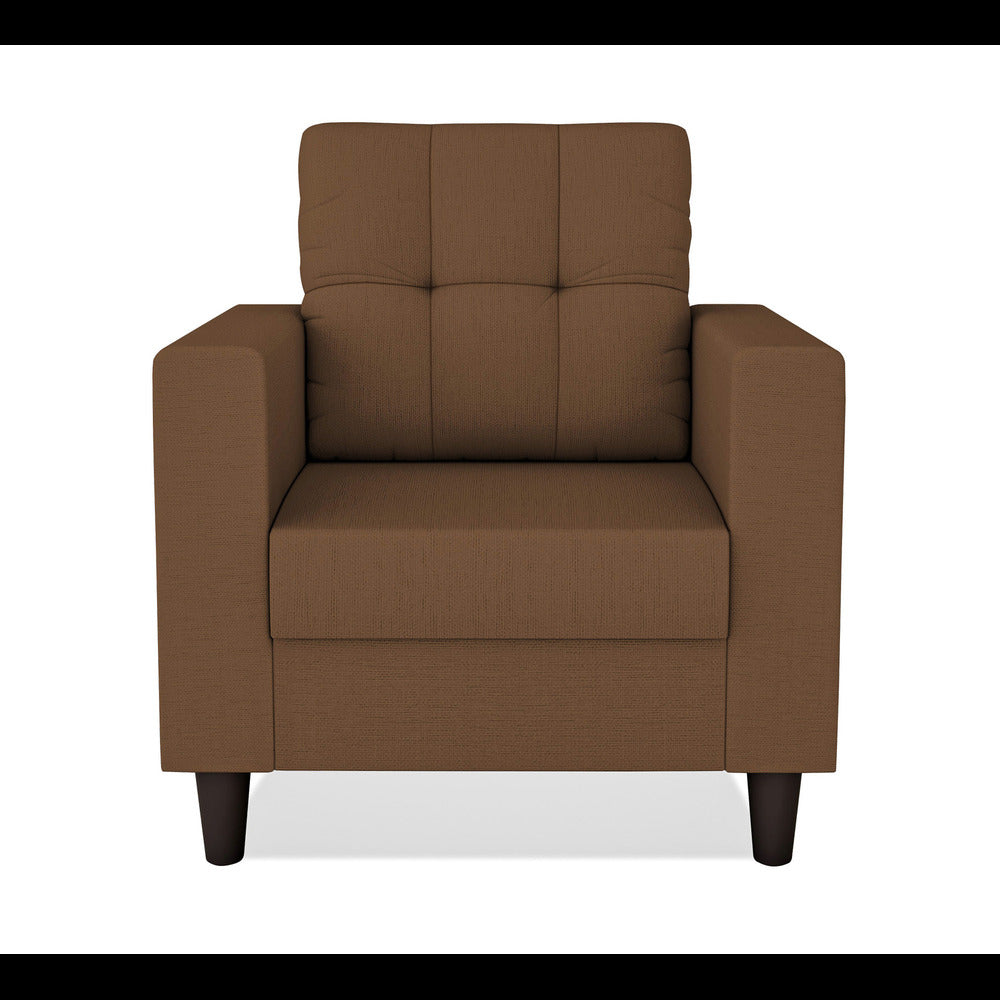 Adorn India Darcy 1 Seater Sofa (Brown) (3 Year Warranty)