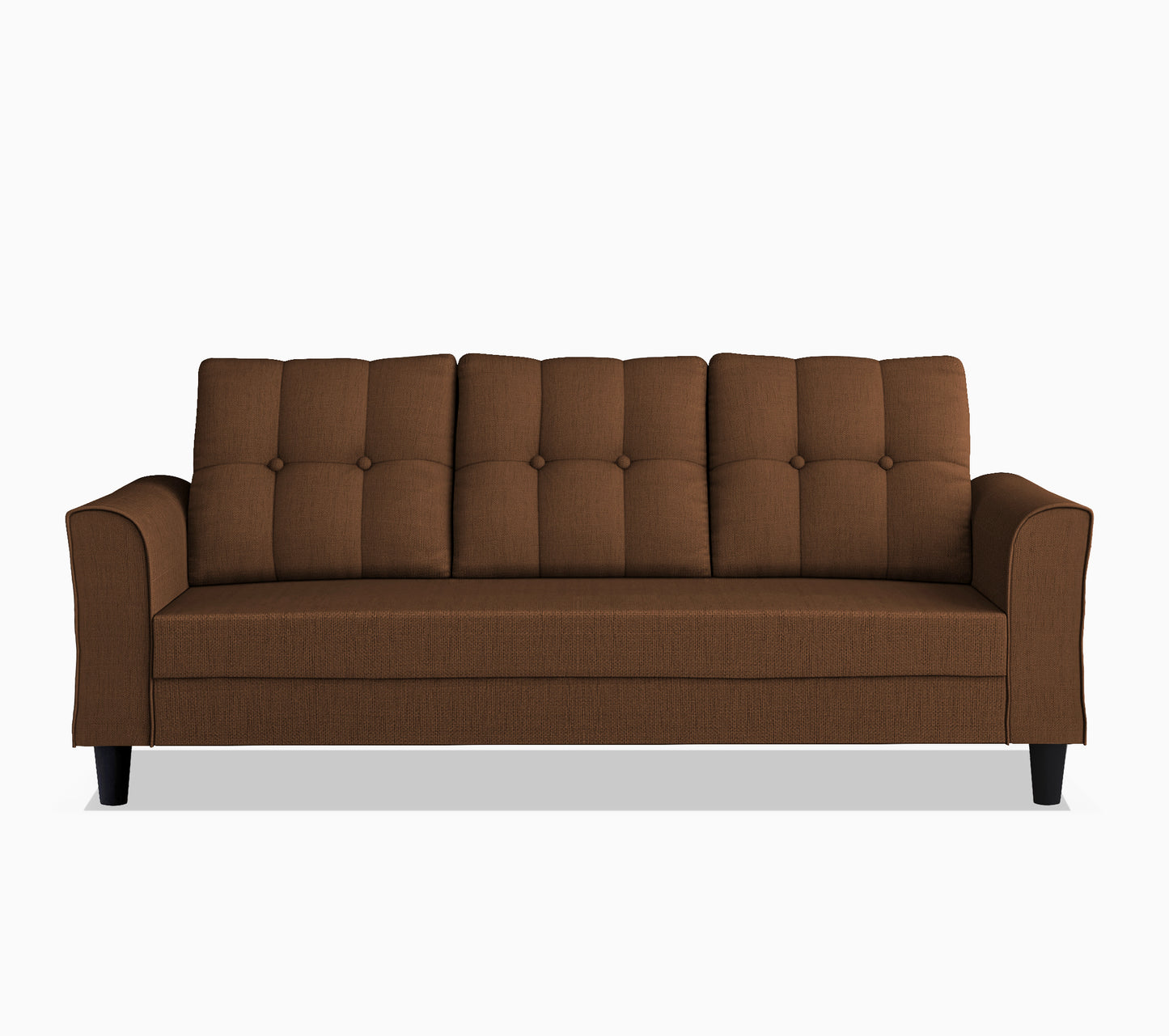 Adorn India Maddox Tufted 3 Seater Sofa (Brown) (3 Year Warranty)
