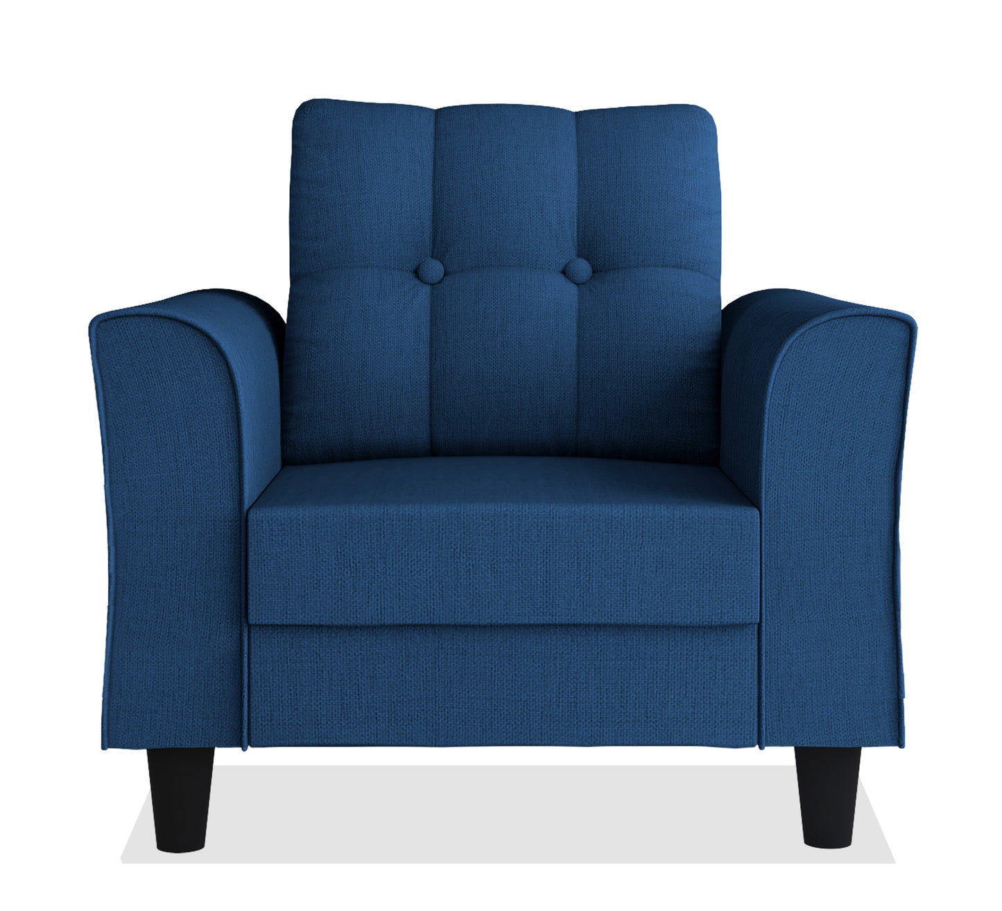 Adorn India Maddox Tufted 1 Seater Sofa (Blue) (3 Year Warranty)