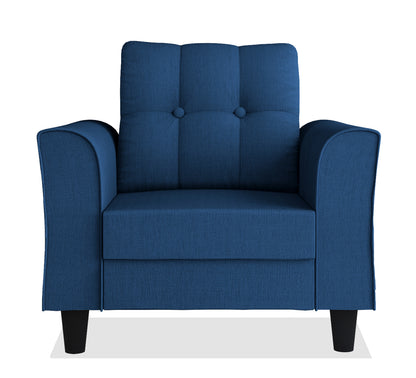 Adorn India Maddox Tufted 1 Seater Sofa (Blue) (3 Year Warranty)