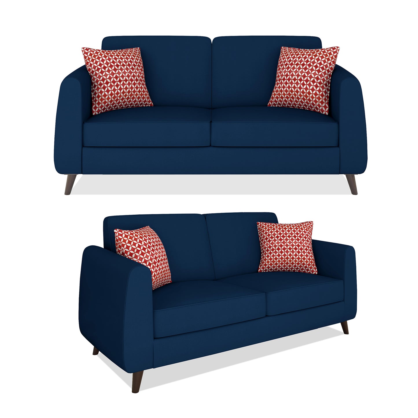 Adorn India Harlem 6 Seater 3+2+1 Fabric Sofa Set (Blue) (3 Year Warranty)