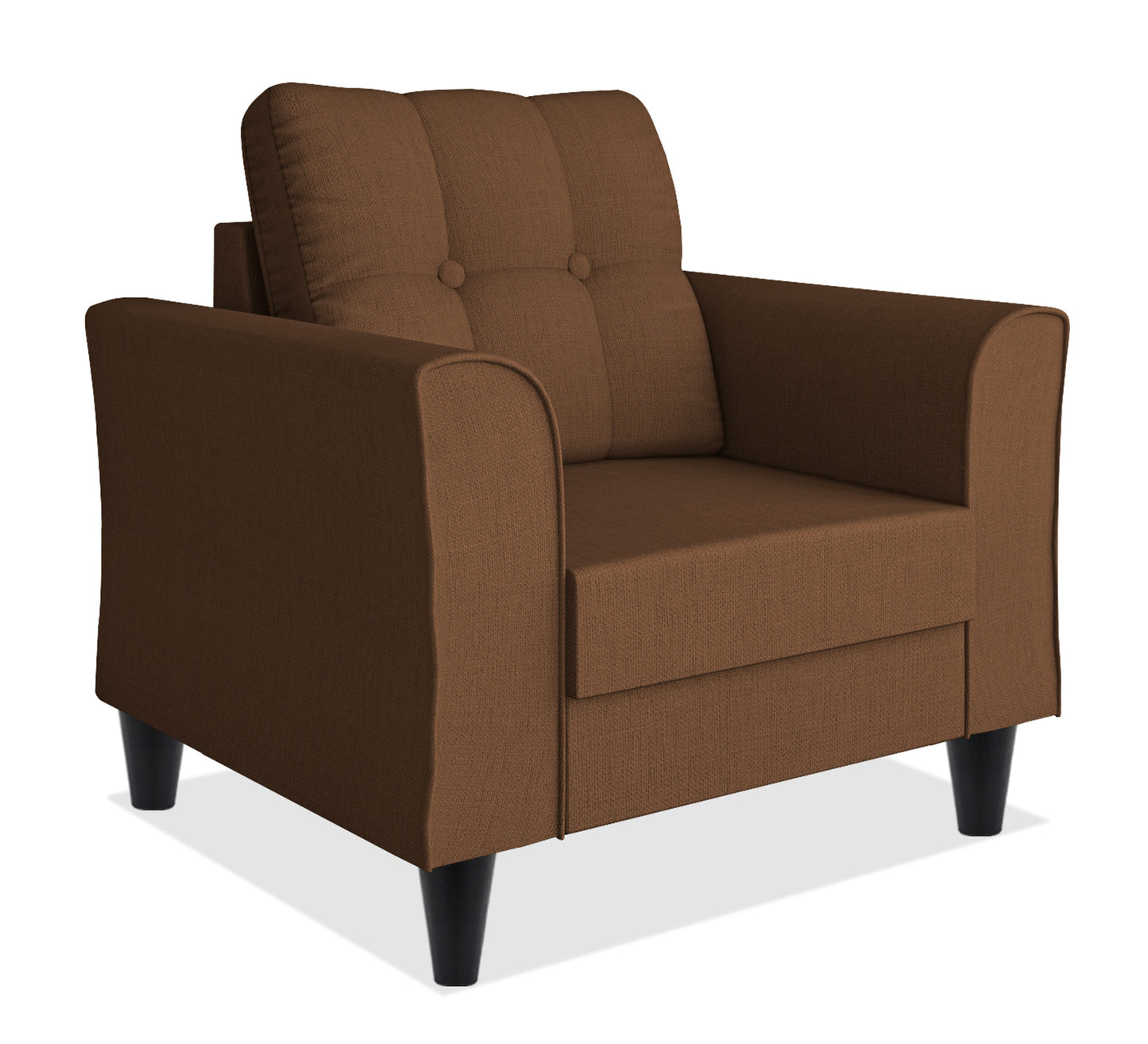 Adorn India Maddox Tufted 1 Seater Sofa (Brown) (3 Year Warranty)