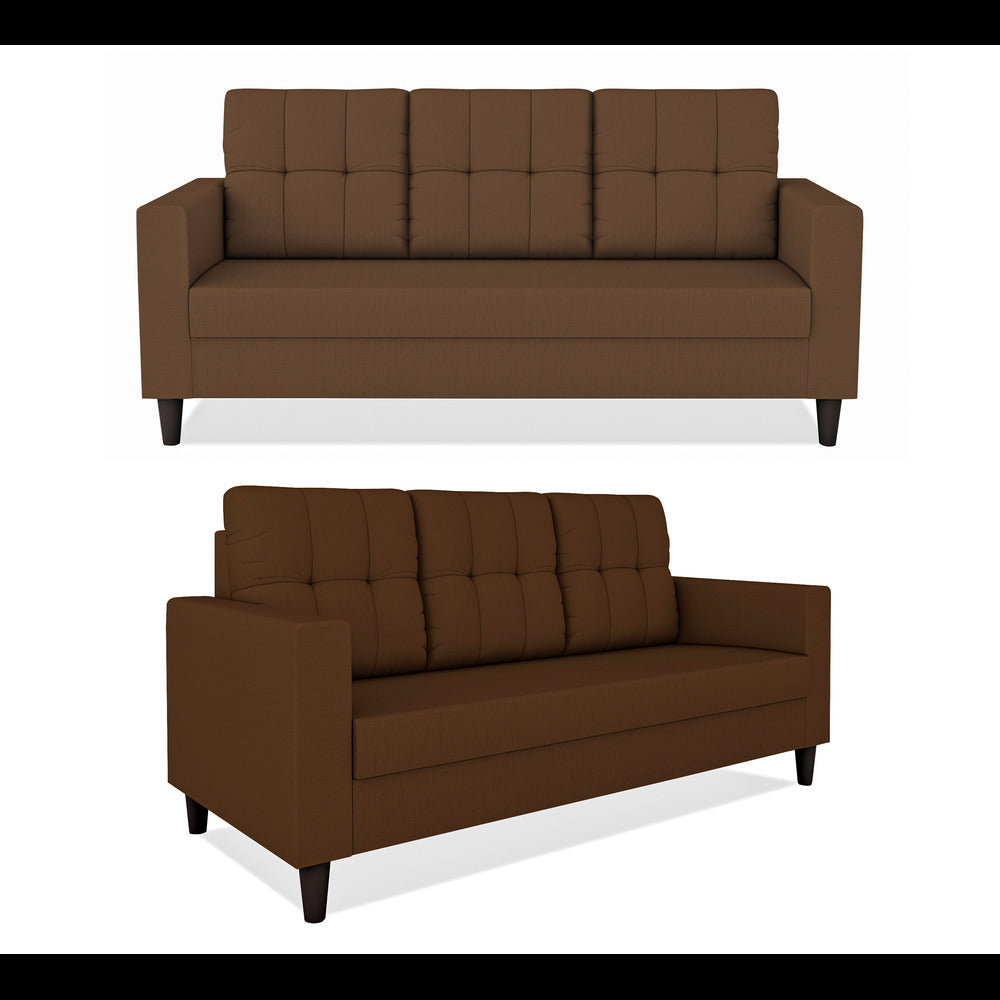 Adorn India Darcy 3+2 5 Seater Sofa Set (Brown) (3 Year Warranty)
