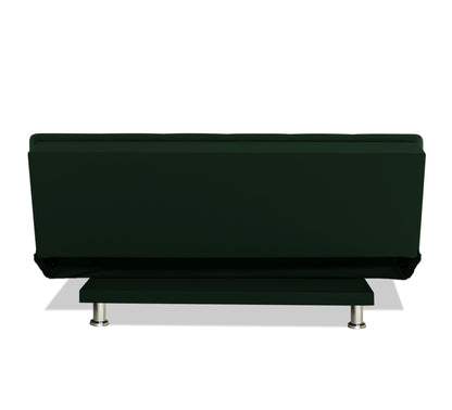 Adorn India Premium New Aspen 3 Seater Sofa Cum Bed 4X6 Velvet Suede with 2 Cushions (Color Green) and Suitable for All Indoor, with 3 Years Warranty