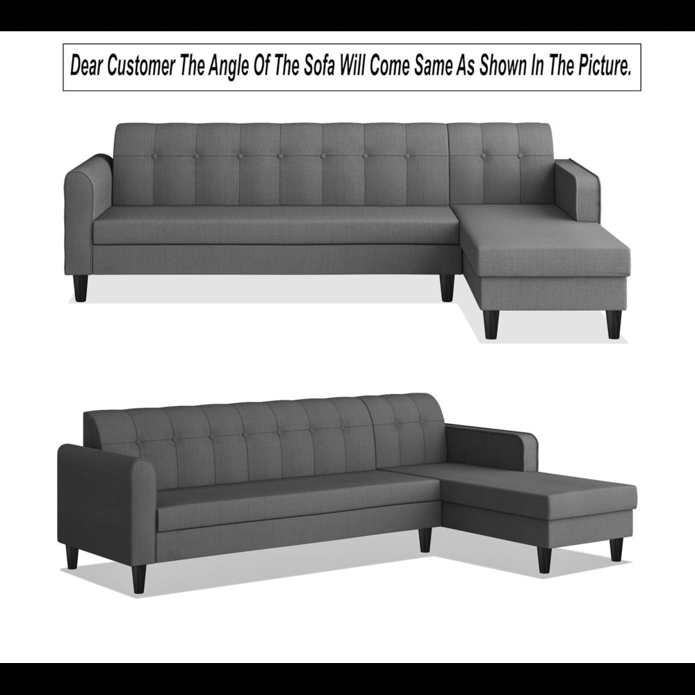 Adorn India Rio Elegant L Shape 6 Seater Sofa Set (RHS) (Grey) (3 Year Warranty)