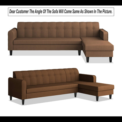 Adorn India Rio Elegant L Shape 6 Seater Sofa Set (RHS) (Brown) (3 Year Warranty)