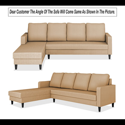 Adorn India Chandler Plain L Shape 6 Seater Sofa Set Lhs (Beige) (3 Year Warranty)