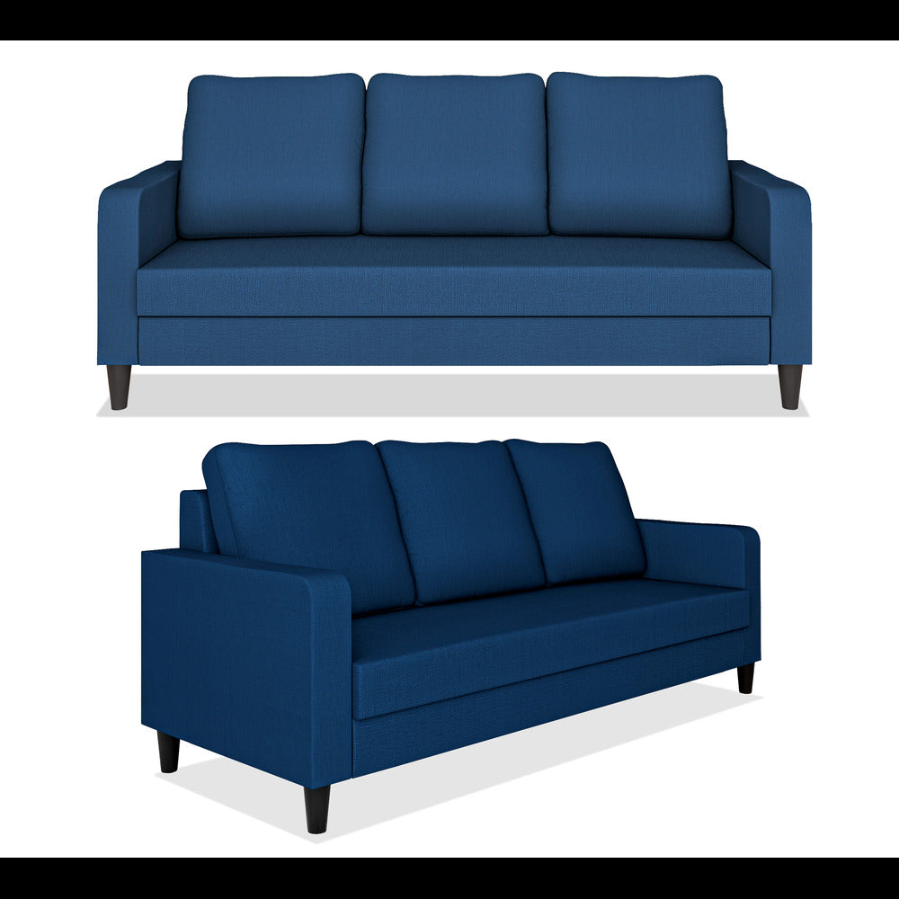 Adorn India Chandler Decent 3+2 5 Seater Sofa Set (Blue) (3 Year Warranty)