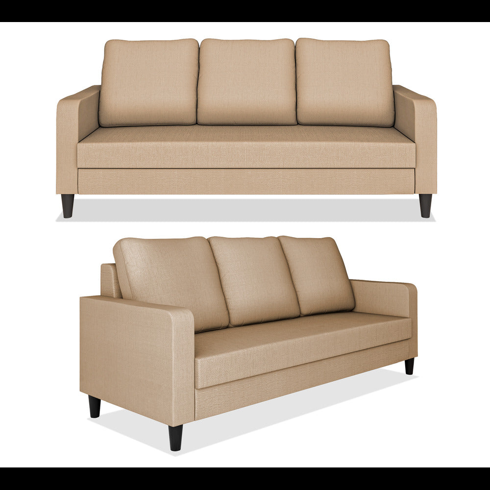 Adorn India Chandler Decent 3+2 5 Seater Sofa Set (Beige) (3 Year Warranty)
