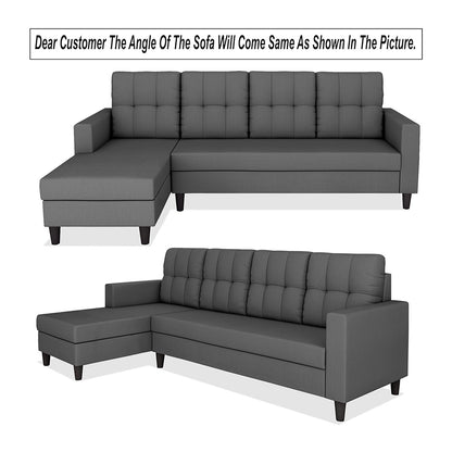 Adorn India Darcy L Shape 6 Seater Sofa Set (LHS) (Grey) (3 Year Warranty)