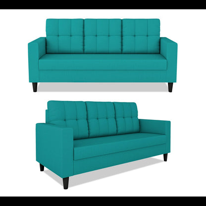 Adorn India Darcy 3+1+1 5 Seater Sofa Set (Aqua Blue) (3 Year Warranty)