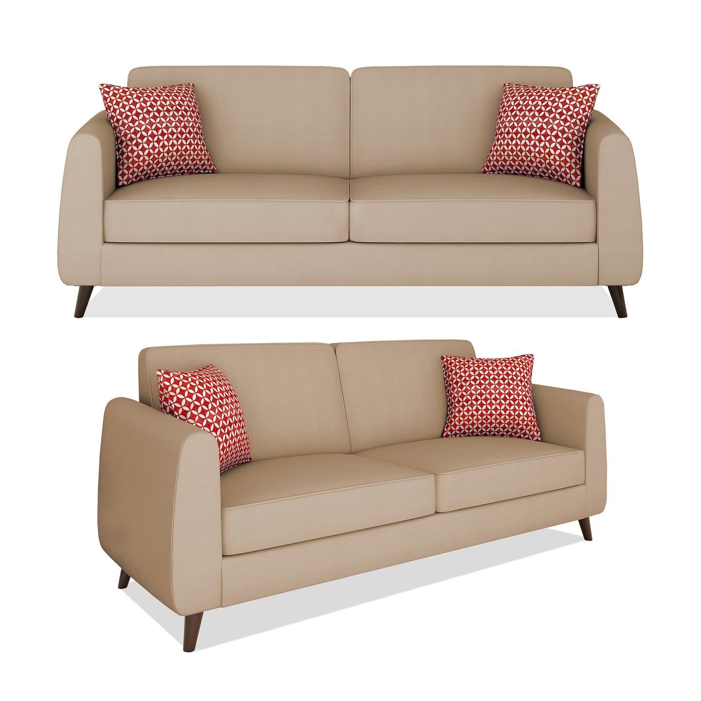 Adorn India Harlem 5 Seater 3-1-1 Sofa Set (Beige) (3 Year Warranty)