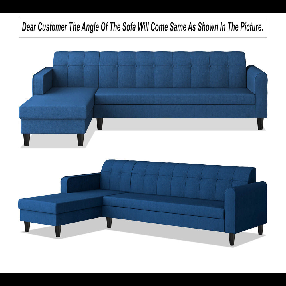 Adorn India Rio Elegant L Shape 6 Seater Sofa Set (LHS) (Blue) (3 Year Warranty)