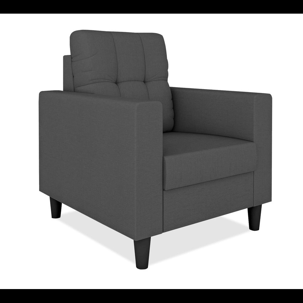 Adorn India Darcy 1 Seater Sofa (Grey) (3 Year Warranty)