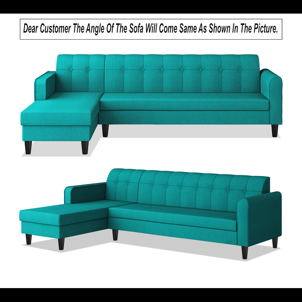 Adorn India Rio Elegant L Shape 6 Seater Sofa Set (Lhs) (Aqua Blue) (3 Year Warranty)
