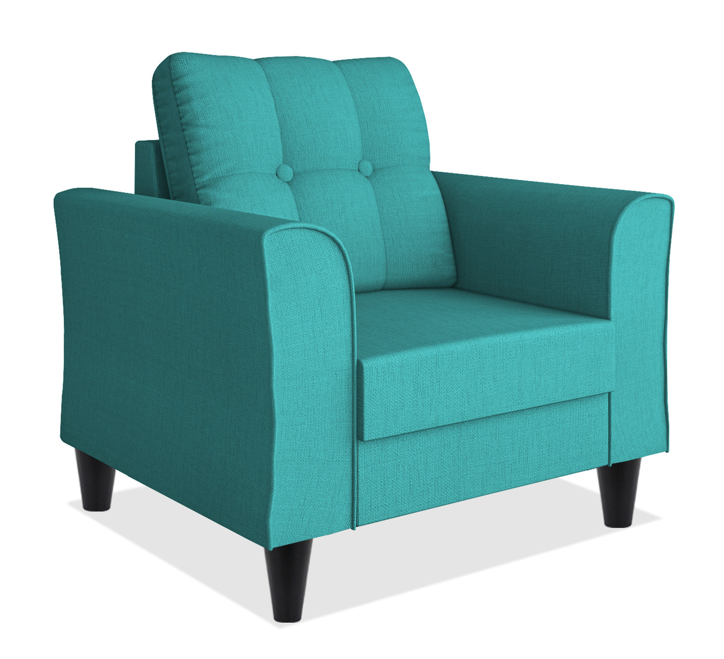 Adorn India Maddox Tufted 1 Seater Sofa (Aqua Blue) (3 Year Warranty)