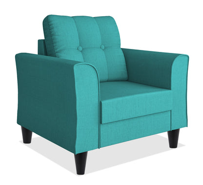 Adorn India Maddox Tufted 1 Seater Sofa (Aqua Blue) (3 Year Warranty)