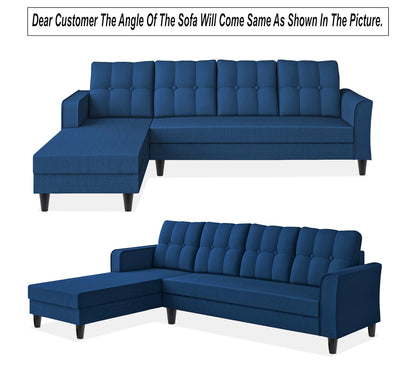 Adorn India Maddox Tufted L Shape 6 Seater Sofa Set Lhs (Blue) (3 Year Warranty)