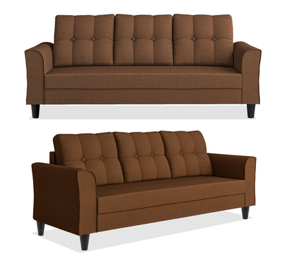 Adorn India Maddox Tufted 3+2+1 6 Seater Sofa Set (Brown) (3 Year Warranty)