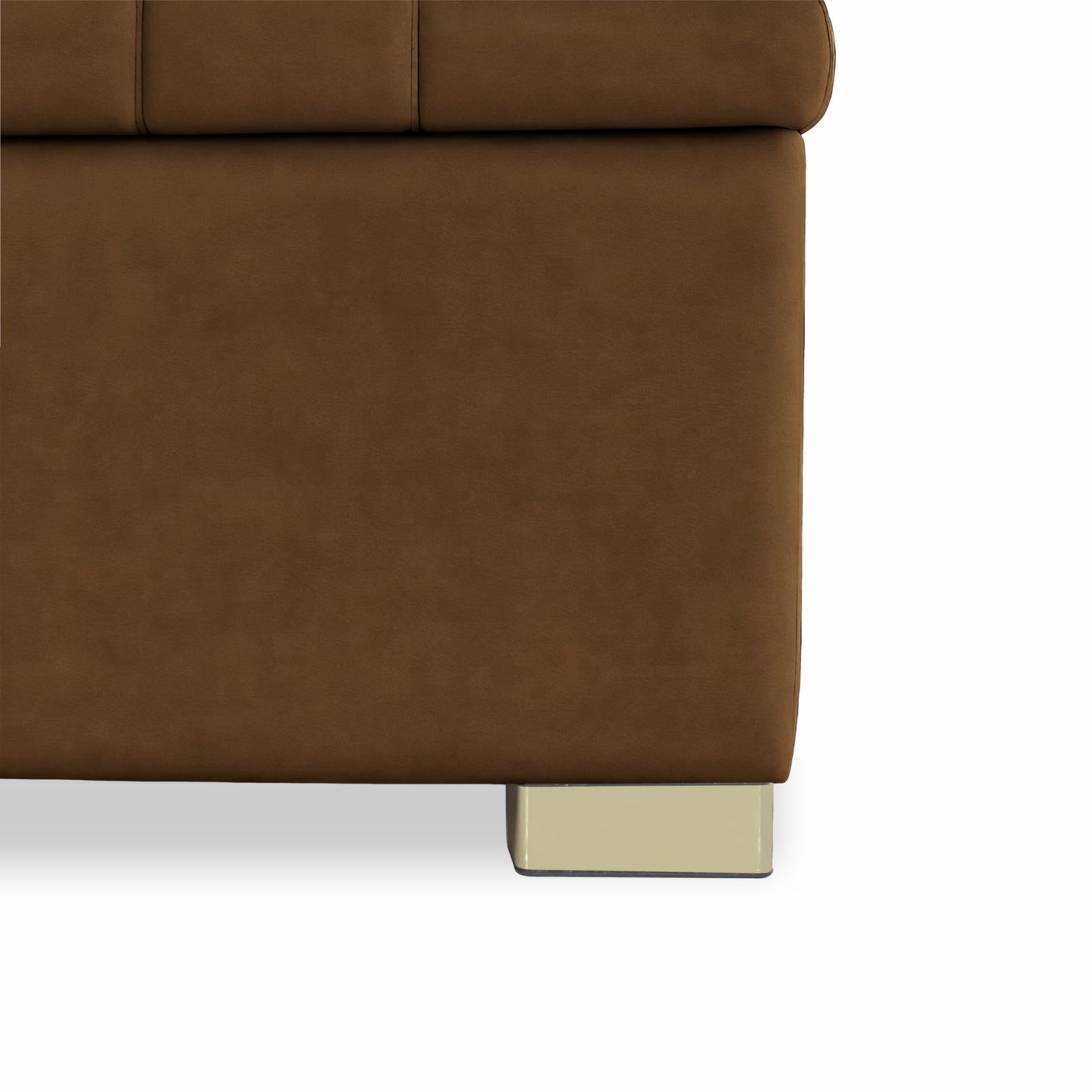 Adorn India Falcon Tufted 2 Seater Storage Ottoman Pouffe with Velvet Suede Fabric (Brown)