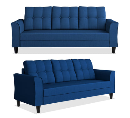 Adorn India Maddox Tufted 3-1-1 5 Seater Wood Sofa Set (Blue) (3 Year Warranty)
