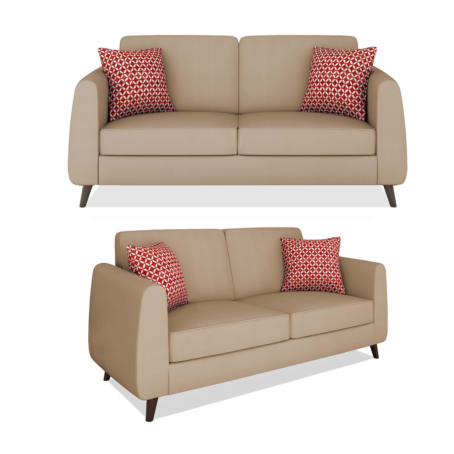 Adorn India Harlem 6 Seater 3+2+1 Fabric Sofa Set (Beige) (3 Year Warranty)