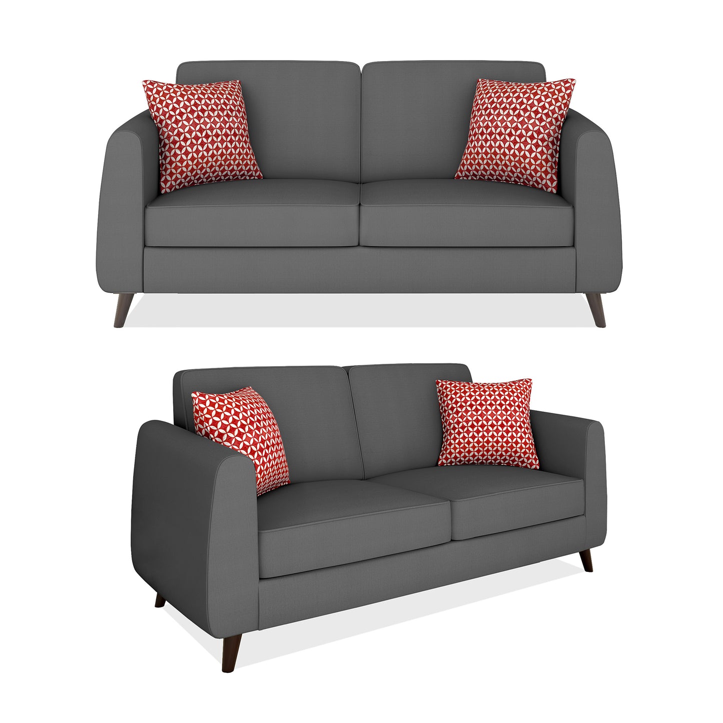 Adorn India Harlem 6 Seater 3+2+1 Fabric Sofa Set (Grey) (3 Year Warranty)