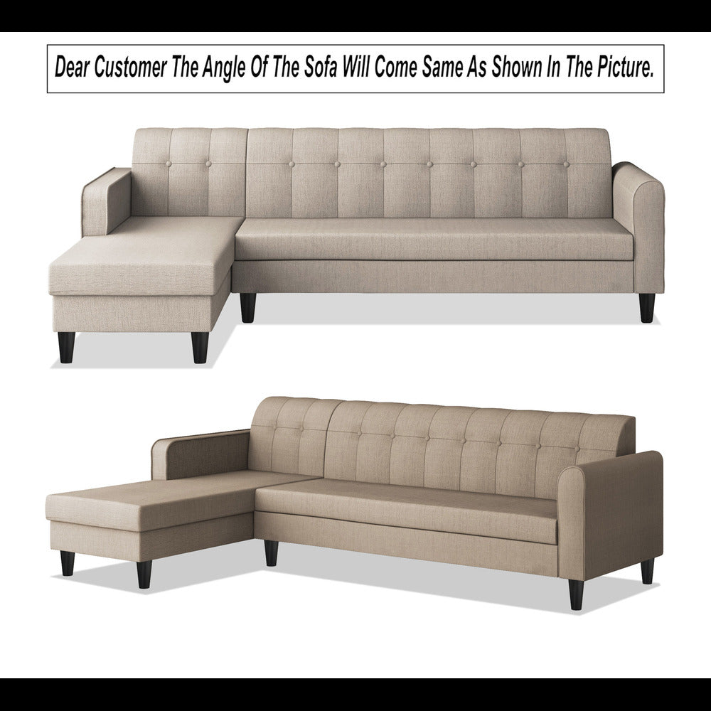 Adorn India Rio Elegant L Shape 6 Seater Sofa Set (Lhs) (Beige) (3 Year Warranty)