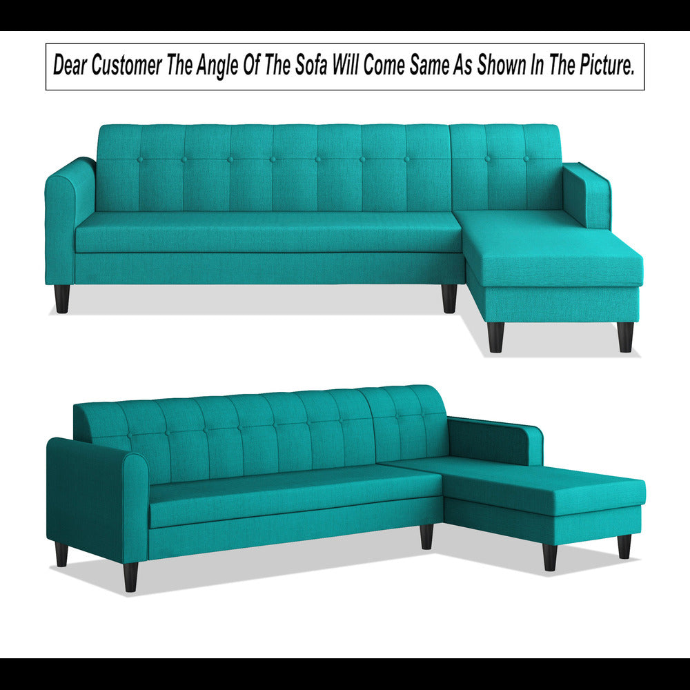 Adorn India Rio Elegant L Shape 6 Seater Sofa Set (RHS) (Aqua Blue) (3 Year Warranty)
