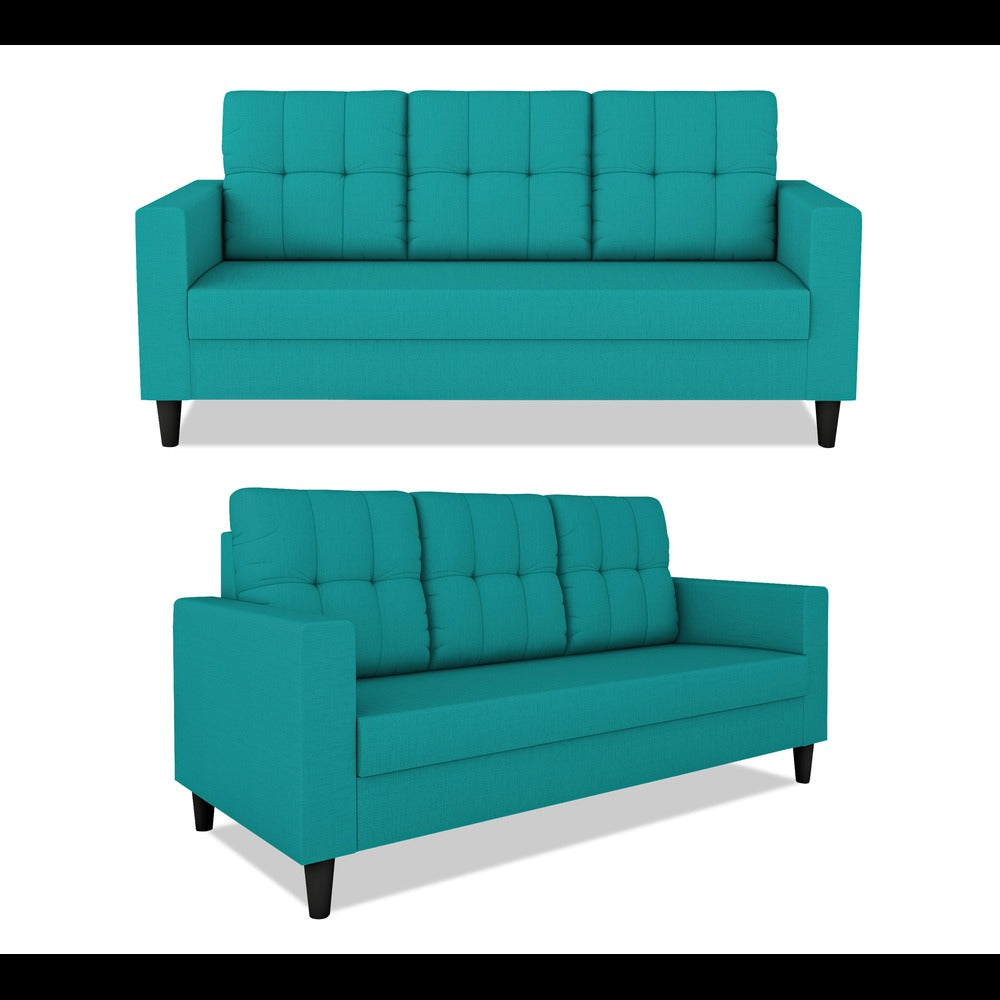 Adorn India Darcy 3+2 5 Seater Sofa Set (Aqua Blue) (3 Year Warranty)
