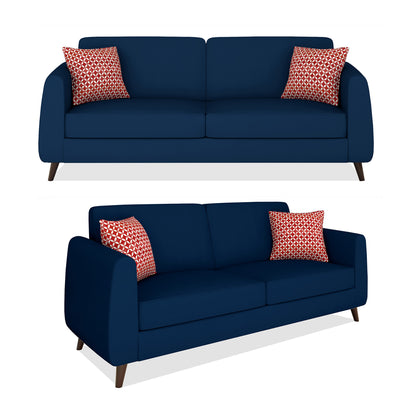 Adorn India Harlem 5 Seater 3+2 Fabric Sofa Set (Blue) (3 Year Warranty)