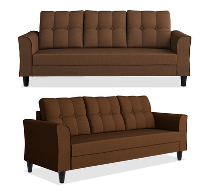 Adorn India Maddox Tufted 3-1-1 5 Seater Sofa Set (Brown) (3 Year Warranty)
