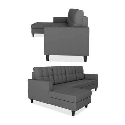Adorn India Darcy L Shape 6 Seater Sofa Set (LHS) (Grey) (3 Year Warranty)