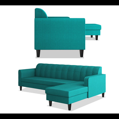 Adorn India Rio Elegant L Shape 6 Seater Sofa Set (RHS) (Aqua Blue) (3 Year Warranty)