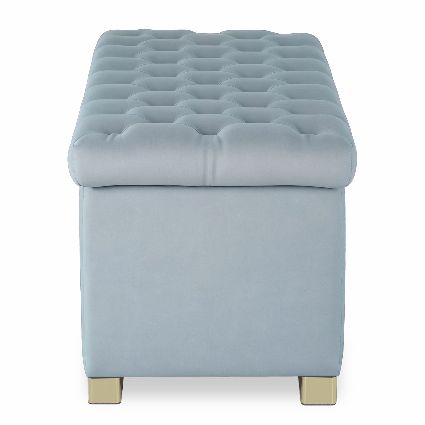 Adorn India Falcon Tufted 2 Seater Storage Ottoman Pouffe with Velvet Suede Fabric (Grey)