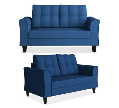 Adorn India Maddox Tufted 3+2+1 6 Seater Sofa Set (Blue) (3 Year Warranty)