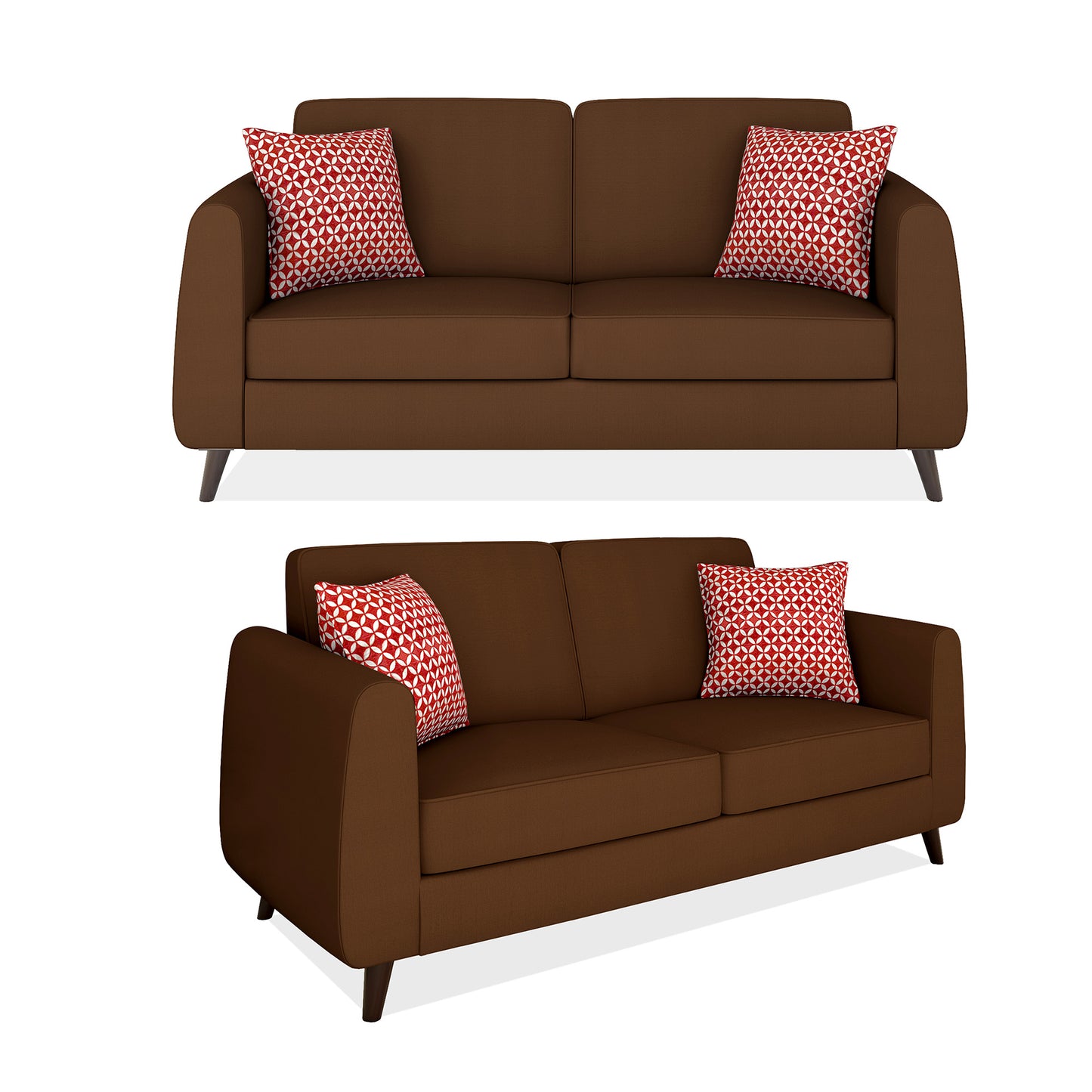 Adorn India Harlem 5 Seater 3+2 Fabric Sofa Set (Brown) (3 Year Warranty)