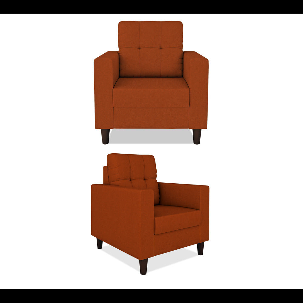 Adorn India Darcy 3+1+1 5 Seater Sofa Set (Rust) (3 Year Warranty)