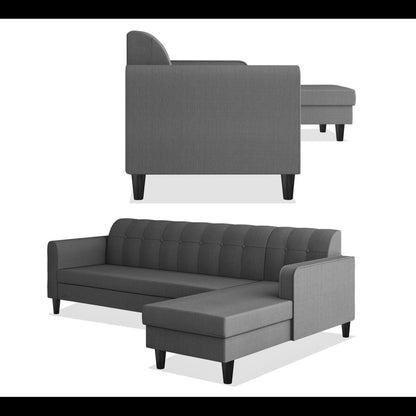 Adorn India Rio Elegant L Shape 6 Seater Sofa Set (RHS) (Grey) (3 Year Warranty)